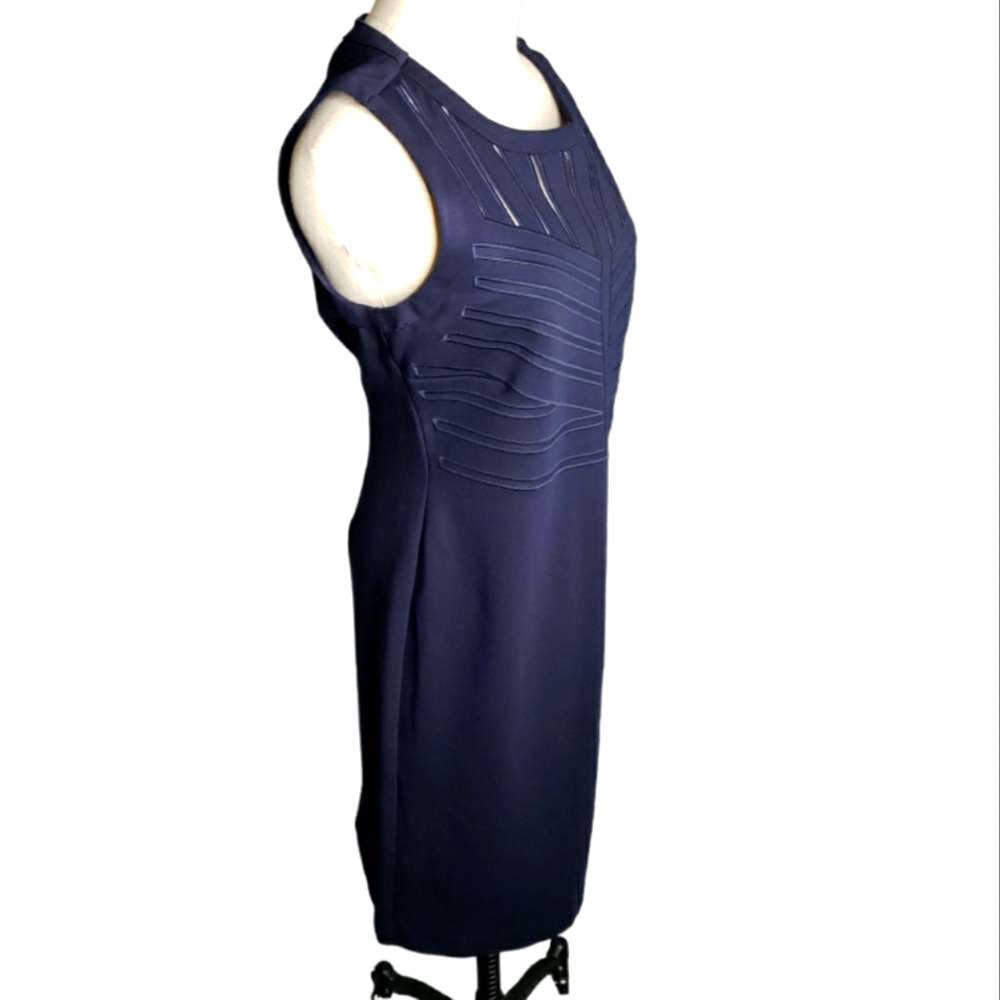 Tahari NWT Bodycon Sleeveless Sheath Dress Shadow Netting Geometric Pattern Top